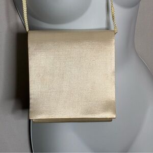 Vintage Genie Textured Satin Cream Crossbody Bag